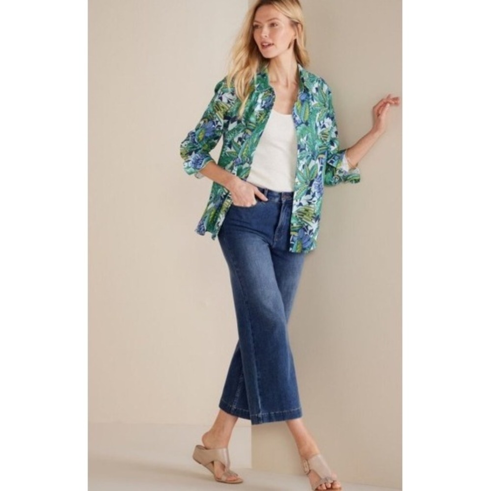 Soft Surroundings The Ultimate Denim Wide Leg Crop Jeans Casual Stretch 18W